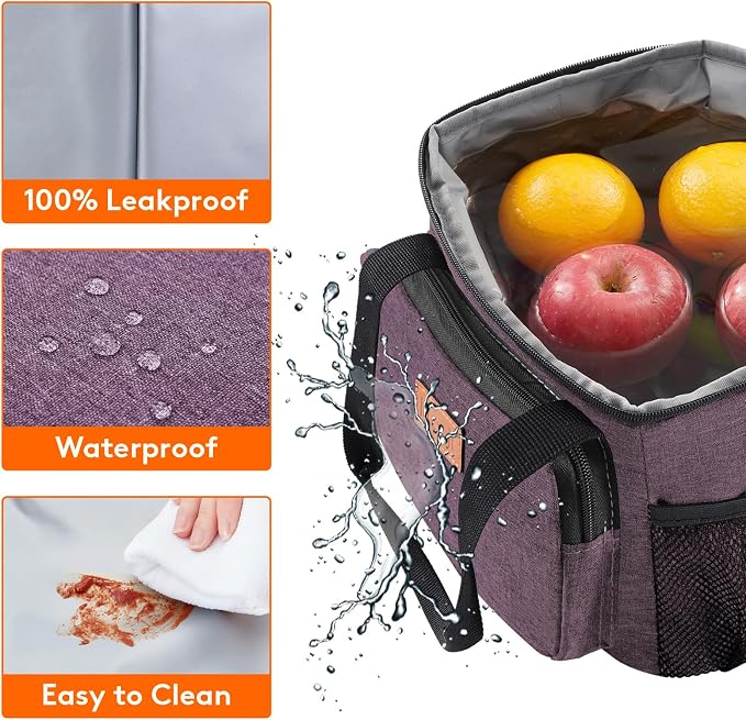Lifewit Medium Lunch Bag, Insulated Lunch Box, Soft Cooler Cooling Tote for Adult Men Women, Purple 12-Can (9L) - Image 6