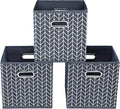 11 Inch Cube Storage Bins , Fabric Cube Organizer Bins with Handle, Foldable Cube Bins for Cloth or Accessary Storage, 11x11x11 Set of 3 (Gray Wave) by Yunkeeper