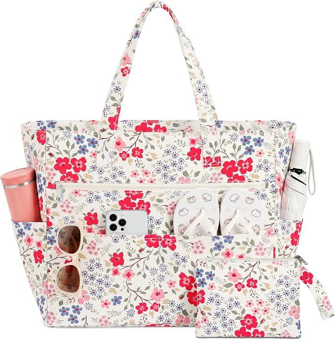 Large Beach Bags for Women, Waterproof Sandproof Beach Tote Bags Swim Pool Bags with Zipper & Wet Pocket Family by Unknown