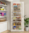 Mefirt Over The Door Pantry Organizer, Wall Mount Spice Rack 8-Tier White | Pantry Hanging Storage and Organization, Adjustable Baskets Heavy-Duty Metal for Home & Kitchen, Back of Door Seasoning Rack by Mefirt
