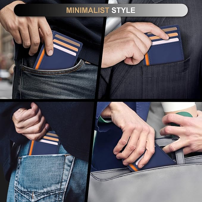 Travelambo Slim Wallet Front Pocket Minimalist Leather RFID Blocking Medium Size - Image 7