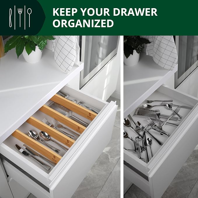 Bamboo Drawer Dividers Organizers, Adjustable Drawer Separator Splitters, 17–22 Inches Expandable Drawer Divider Organizer for Large Utensils, Kitchen, Bedroom, Dresser & Office Drawers 4-Pack - Image 7