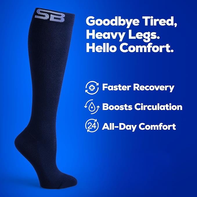 SB SOX Compression Socks for Men & Women (15-20mmHg) | Best Compression Socks for Flying, Medical, Sports, Wide Calf Fit, Pregnancy, and Daily Wear - Image 3