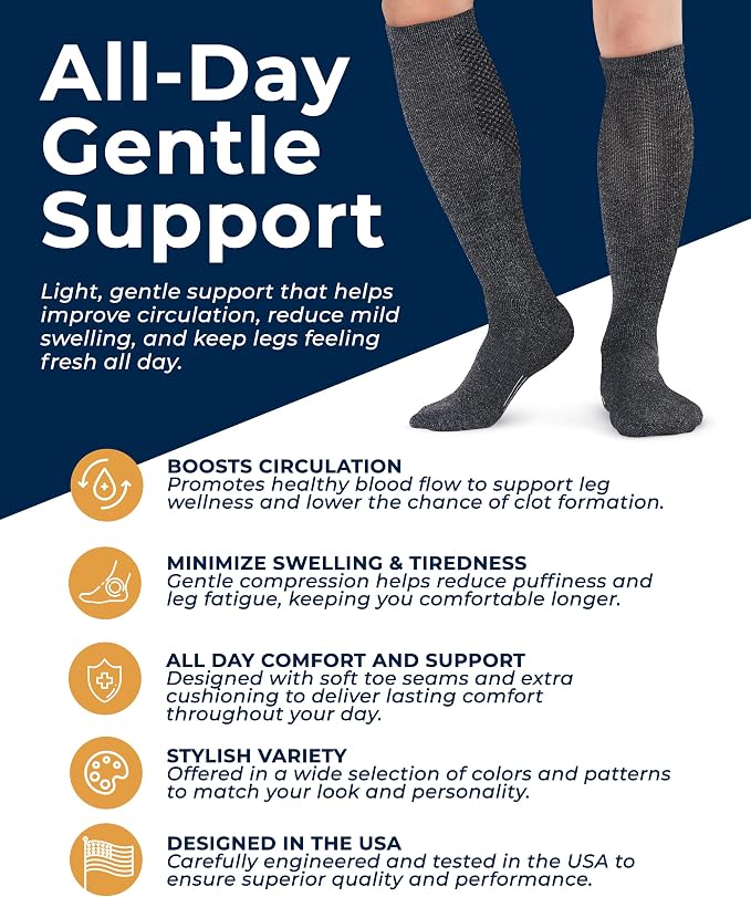 Pembrook® Light Compression Socks for Men & Women - 3 Pairs | 8-15 mmhg Compression Dress Socks for Men | Support Socks - Image 2