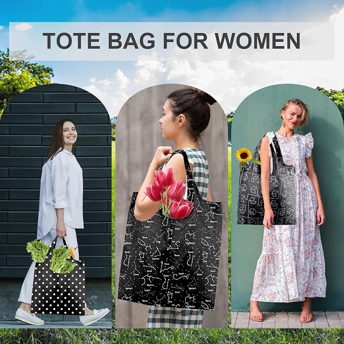 BeeGreen Reusable Shopping Bags for Groceries Reusable Gifts Bag - Grocery Bags Foldable 6 Pack Cute Holiday Cloth Bags With Handles - Large Tote Bag Bulk Heavy Duty Polyester Washable Geometry - Image 6