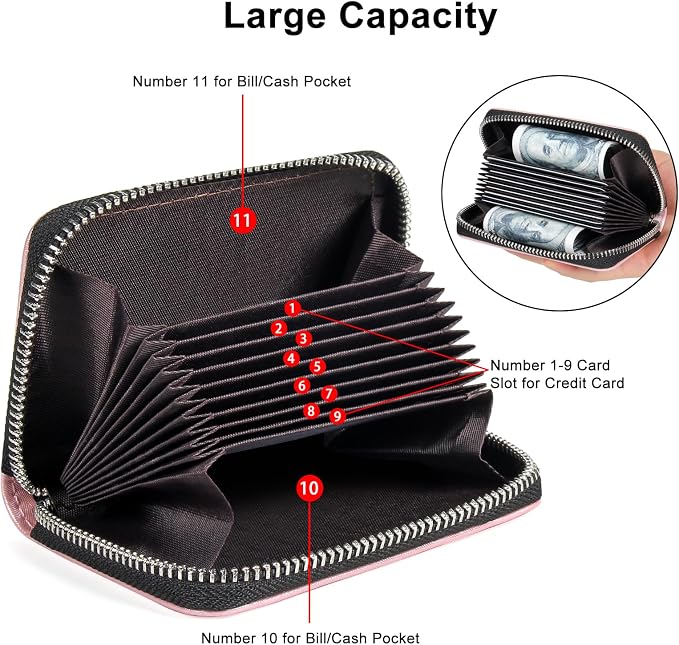Credit Card Wallet, RFID Card Case Wallet, Zipper Card Cases Holder for Men Women, RFID Blocking, KeyChain Wallet, Compact Size Card Organizer Case for Women - Image 7