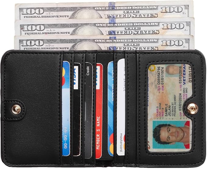 Toughergun Women’s Small Slim Leather Wallet with RFID Protection, Compact Bifold Mini Purse with Clear ID Window - Image 5