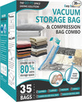 Cozy Essential Vacuum Storage Bags, 80% Compression Vacuum Seal Space Saver Plastic Packaging Bags for Clothes, Blankets, Pillow, Bedding, Comforters, Sealer Clothing Storage,35 Combo by CozyEssential