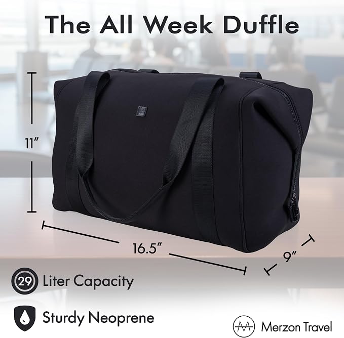 All Week Duffle | 29L | NTB-715 Black | Large Weekender Travel Duffle, Personal Item, Trolley Sleeve, Sturdy Neoprene & Nylon, Fits Under Airline Seat, TSA Friendly - Image 2