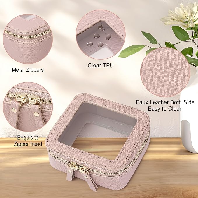 Pinkmik Small Makeup Bag Mini Clear Cosmetic Case, Pink, MINI-1 | Zipper Closure, Toiletry Bag, Purse Organizer, Car Essentials - Image 5