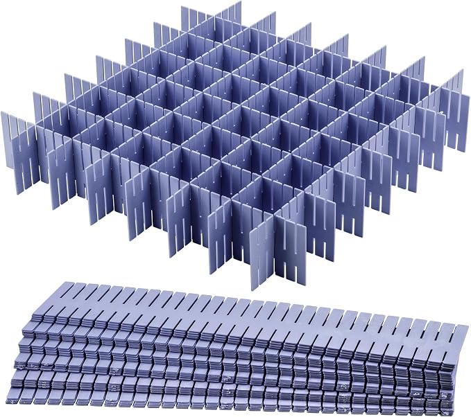 acDesign 40Pcs Grid Drawer Dividers, Adjustable Drawer Organizer for Socks, Underwear, Lingerie, Makeup, Bedroom Office Kitchen Storage (Blue) by acDesign
