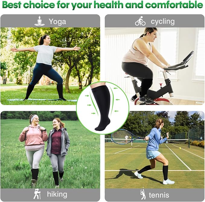 Compression Socks for Women &Men Wide Calf, Plus Size 15-20 mmhg,Knee High,compression stockings - Image 5