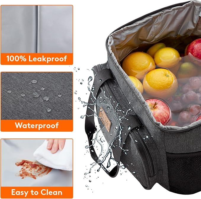 Lifewit Large Lunch Bag, Insulated Lunch Box, Soft Cooler Cooling Tote for Adult Men Women, Dark Gray 40-Can (24L) - Image 5