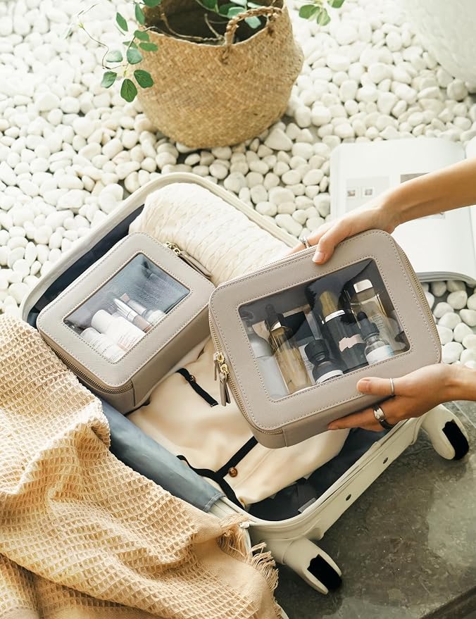 Clear Makeup Bag Travel Cosmetic Case Clear Toiletry Bag with Zipper Make Up Organizer Traveling Mahjong Tile Bag Stone Large - Image 8