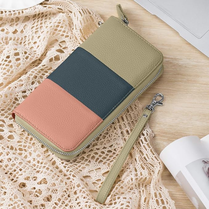 Moflycom Womens Wallet RFID Blocking Genuine Leather Multi Credit Card Large Capacity Zip Around Clutch Travel Purse Wristlet - Image 4