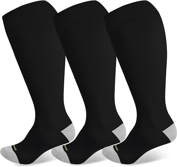 LEVSOX Plus Size Compression Socks Wide Calf Men&Women 20-30 mmhg Knee High Support Socks for Medical, Nurse, Diabetic by Levsox