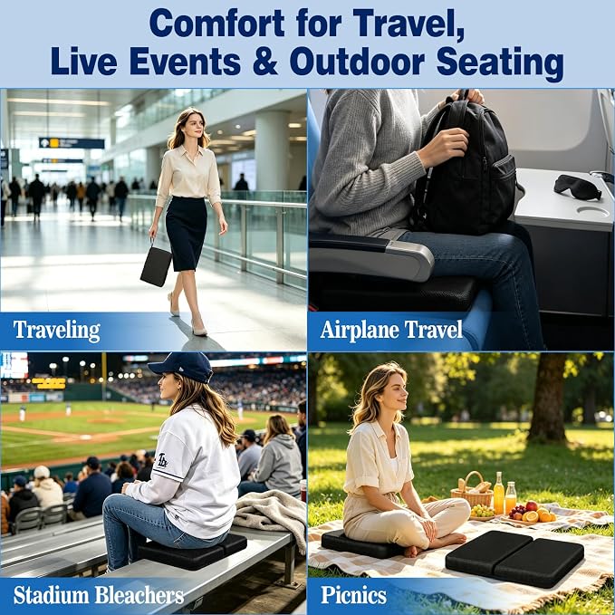 Honeycomb Gel Foldable Portable Seat Cushion for Airplane Travel Stadium | Pressure Relief,Breathable Honeycomb,Non-Slip Base,Compact,Cooling Gel,Washable Cover,Built-in Handle,Bleachers Car Office - Image 8