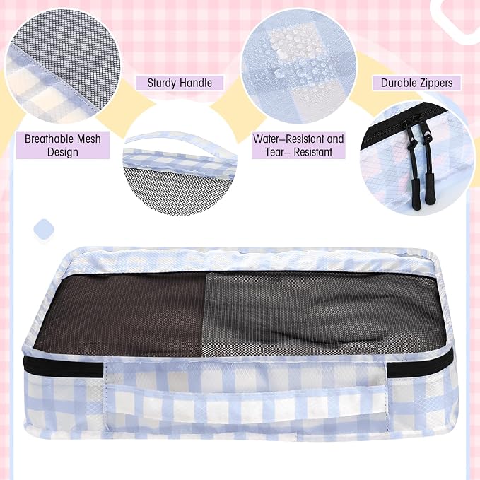 5 Pcs Packing Cubes for Suitcase Large Travel Cubes Carry on Luggage Organizer Bags for Clothes Accessories(S,Plaid) - Image 3