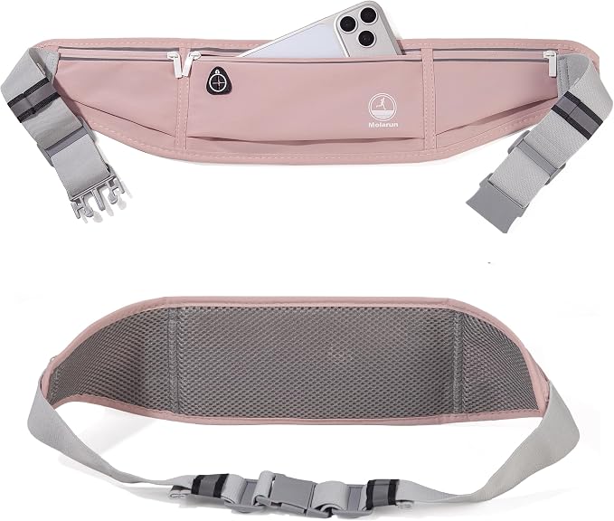 Slim Running Belt Fanny Pack, Phone Holder Waist Pack Money Belt - Pink - Image 4