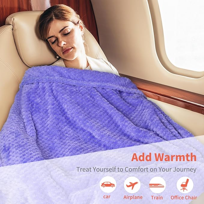 Tirrinia Travel Blanket Compact with Bag, Soft Lightweight Wearable Blanket with Foot Pockets, Airplane Travel Essential Gift - Image 2