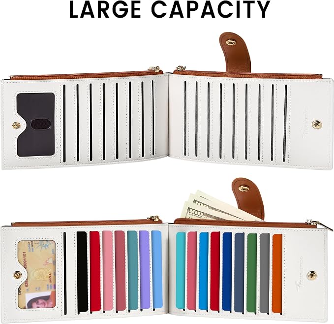 Travelambo RFID Wallet Women Large Size Bifold Multi Card Wallet Case with Zipper Pocke Credit Card Holder for Women - Image 5