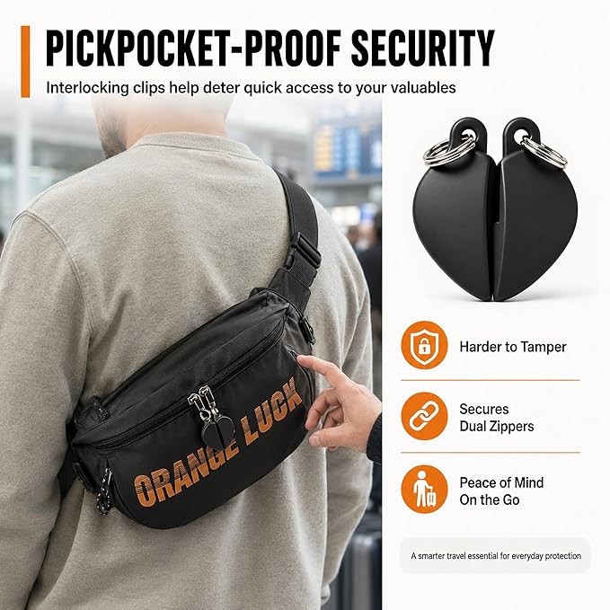 CyberNexus Zipper Clips, Anti-Pickpocket, Black, 2-Pack | Anti-Theft Purse and Backpack Locks, Travel Safety Essentials - Image 4