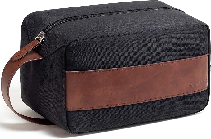 Vorspack Water Resistant Travel Toiletry Bag for Men Women - Black | Travel Bag for Toiletries, Large Capacity, Organized Compartment, Suitable for Shaving Grooming Accessories, Gifts for Men by Vorspack