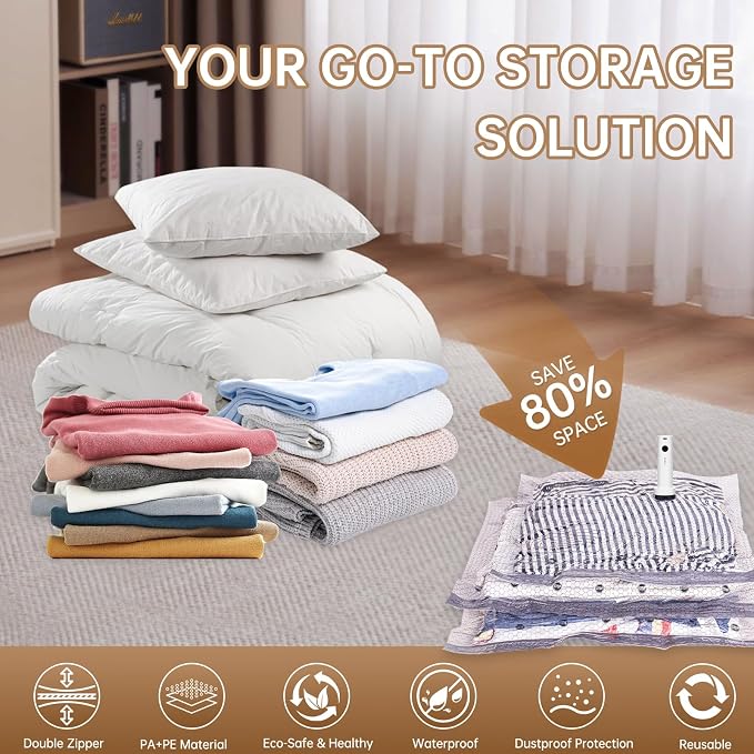 Vacuum Bags for Travel with Wireless Rechargeable Pump, 18 Pack Carry-on Size Compression Packing Seal Bags for Luggage and Suitcase, Space Saver Vacuum Storage Bags for Clothes and Clothing Travel - Image 3