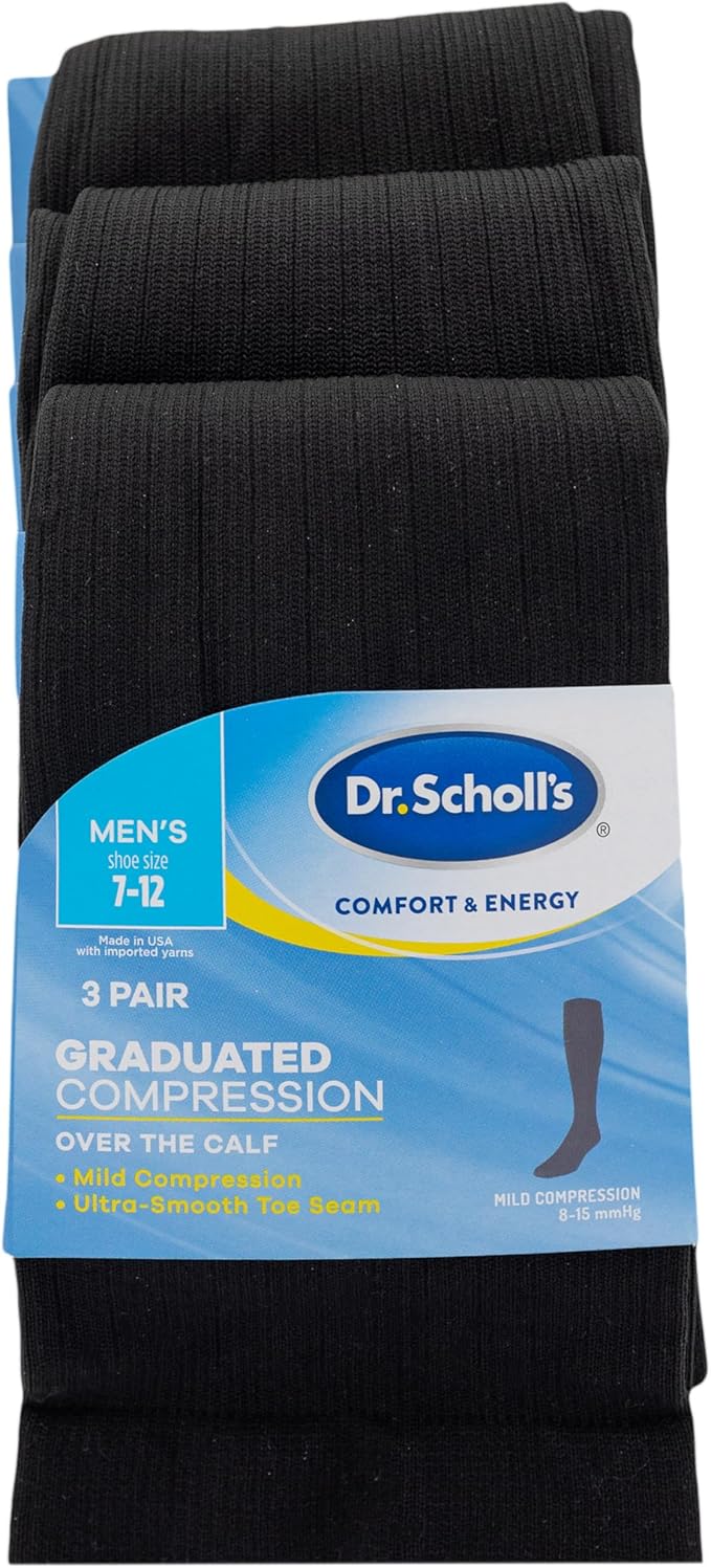 Dr. Scholl's Men's Graduated Compression Over the Calf Socks - 2 & 3 Pair Packs - Comfort Fatigue Relief - Image 3