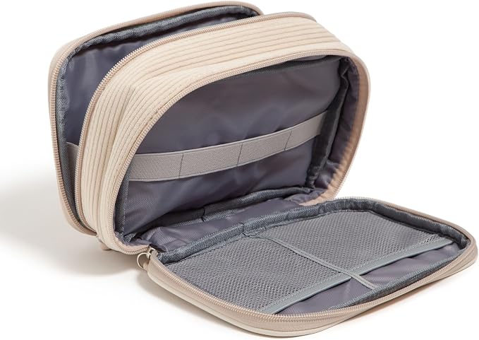 U Brands Electronics Organizer Travel Case, Cord Storage, 8" x 5.25", Beige - Image 3