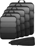 Veken 6/9/11 Set Compression Packing Cubes Garment Bags for Travel Essentials,Compressible Expandable Luggage Organizer Bags for Clothing,Space Saver Bags with Over 1000 pcs of Mesh Holes(Black) by Veken
