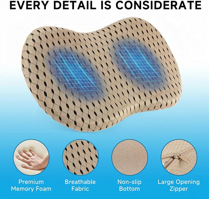 Livtribe Car Seat Cushion - Memory Foam Seat Pad for Sciatica & Lower Back Pain Relief - Driving Cushion with Breathable Mesh Cover - Road Trip Essentials for Drivers (3D Beige) - Image 7