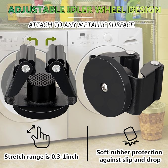 ULIBERMAGNET Magnetic Mop Broom Holder,Heavy Duty Movable Magnetic Broom Holder Rack,Anti-slip Wall Mounted Utility Storage Mop Shovel Hanger for Garage, Kitchen, Laundry, Garden(8 Pack/Black) - Image 5