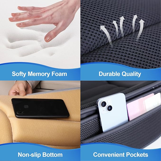 Lofty Aim Car Seat Cushion for Driving, Memory Foam Driver Seat Cushion | Car Seat Cushion for Long Driving, Automotive Seat Cushion for Pain Relief, Car Seat Pillow Fits Vehicles, Office, 4D Black - Image 4