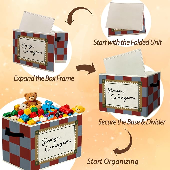 Nursery Positive Affirmation Storage Bins Box with Handles Organizer Basket | uplifting joyful foldable basket for organizing, checkerboard collapsible toy clothes for playroom toddler bedroom, 10x14 in - Image 6