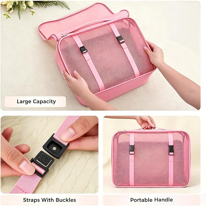6 Set Packing Cubes, Luggage Packing Organizers for Travel Accessories, Carry on Suitcase Organizer Bags, Travel Essentials Luggage Accessories for Cruise Ship(Pink) - Image 8