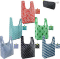 BeeGreen Geometry Reusable Grocery Bags Bulk 6 Packs X-Large, Reusable Shopping Bags Foldable for Groceries, Vegetables, Fruits Watertight Bulk Tote Bags (Cactus Rainbow Polka Dot Red Rose） by BeeGreen