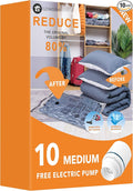 GONGSHI Vacuum Seal Bags for Clothing Travel & Home Storage, Travel Vacuum Bags with Electric Pump,Space Saver for Blankets, Comforters, Pillows, Clothes,10 Medium by GONGSHI