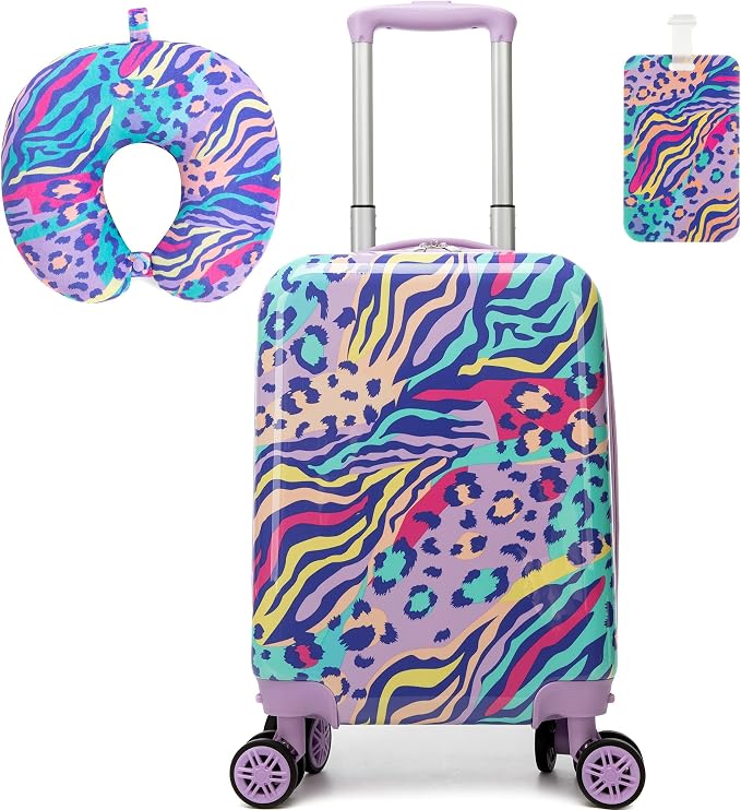 Kids Carry on Luggage Sets 2 Piece Rolling Suitcases for Girls Women with Wheels Suitcase with Travel Pillow Airplane Approved by Unknown