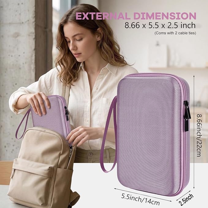 Hard Electronics Organizer Shockproof Carrying Case for MacBook Power Adapter Chargers Cables Power Bank Apple Magic Mouse Apple Pencil USB Flash Disk SD Card Hard Drive Accessories Bag, Purple - Image 2