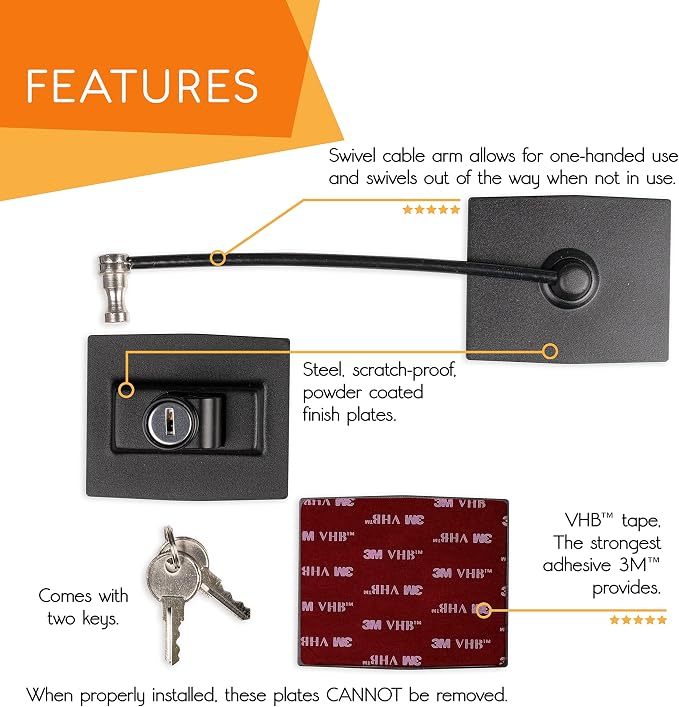 Premium Refrigerator Lock with Built-in Keyed Lock (Black) - Image 3