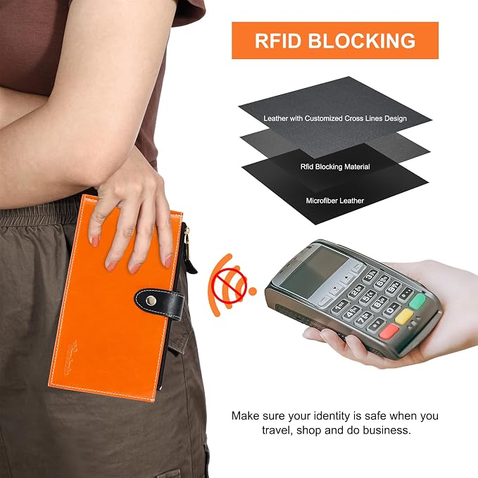 Travelambo RFID Wallet Women Large Size Bifold Multi Card Wallet Case with Zipper Pocke Credit Card Holder for Women - Image 4