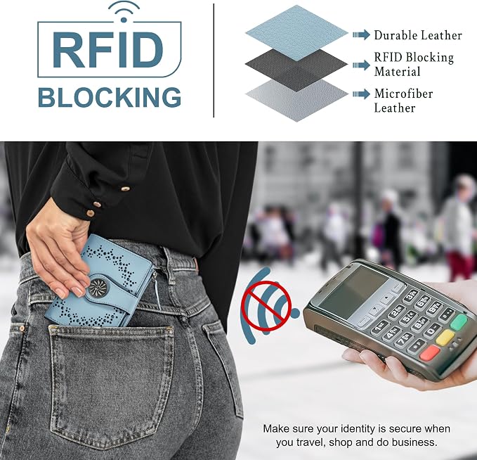 Tipmile Small Wallet for Women Bifold RFID Blocking Card Holder Leather Wallets with Zipper Coin Pocket - Image 3
