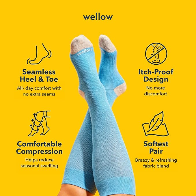 Wellow Knee High Compression Socks for Men & Women, 18–25 mmHg, Bamboo Viscose, Swelling Relief - Image 3