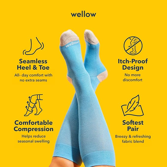 Wellow Knee High Compression Socks for Men & Women, 18–25 mmHg, Bamboo Viscose, Swelling Relief - Image 3