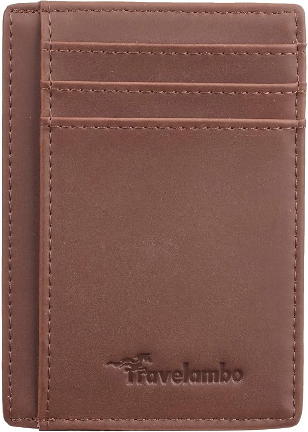 Travelambo Slim Wallet Front Pocket Minimalist Leather RFID Blocking Medium Size - Image 4