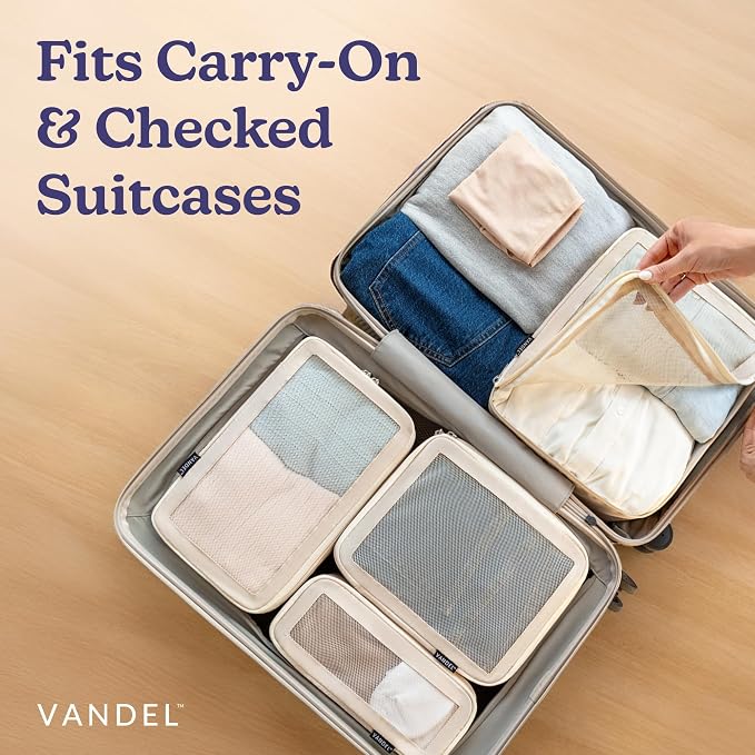 Vandel TSA-Friendly Packing Cubes for Carry On, Mesh Suitcase Organizer Bag | Professional Travel Organizer Bags for Women with Mesh Panel, Small Packing Cubes with Durable Zippers, Luggage Cube Set of 4 - Image 5