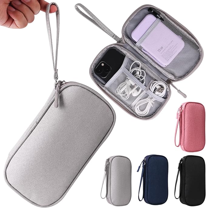 Universal Cable Organizer - Electronics Accessories Bag for Charger, Phone, Memory Card, Travel Gadget Bag (Grey) by KINMINGZHU
