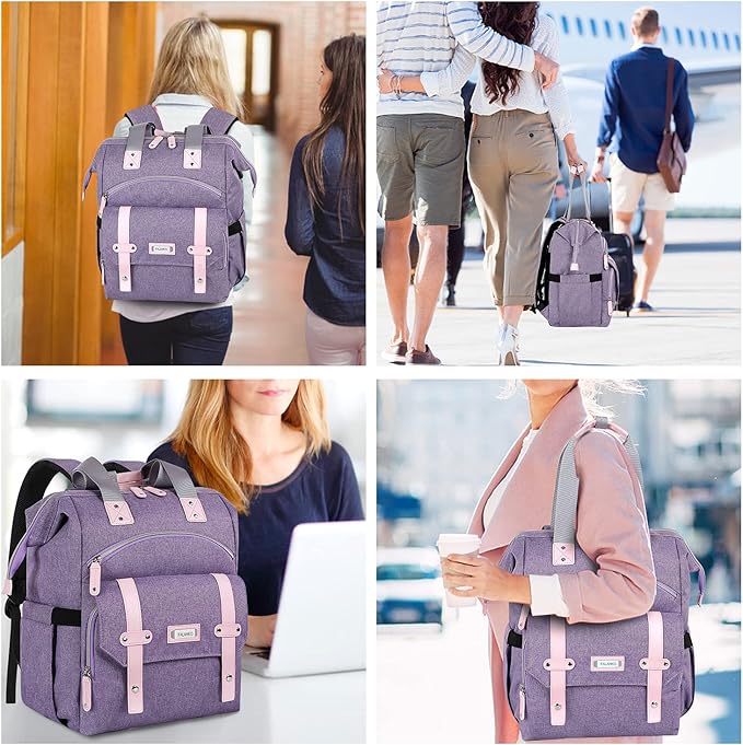 FALANKO Laptop Backpack for Women, Anti Theft Backpacks with RFID Anti Theft Water Resistant,Wide Top Open Work Teacher College Travel Computer Bag for Woman Fits 15.6 Inch Laptop - Image 7