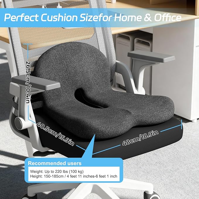 Truck Driver Seat Cushion, Memory Foam L-Shaped Ergonomic Cushion for Office Chairs, Comfort & Support for Long Sitting - Image 2